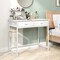 Costway Space Saving Home Computer Desk with 2 Fabric Drawers 4 Hanging Hooks & Metal Frame Brown/White